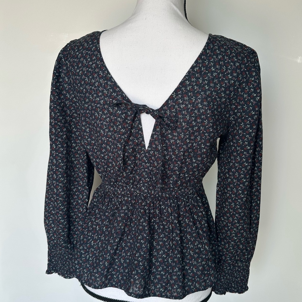 Madewell Black Peplum Long Sleeve Blouse size S - Picture 2 of 15